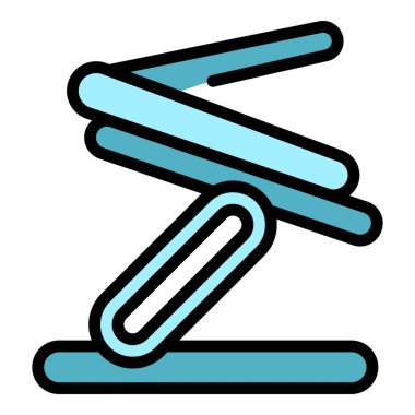 Dizüstü bilgisayar standının ikon ana hatlarıyla buluşuyorum. Bilgisayar çalışıyor. Duruş gözden geçirme rengi düz