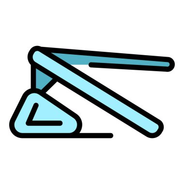 Dizüstü bilgisayar standının ana hatlarını gözden geçir. Bilgisayar masası. Çalışma duruşu rengi düz