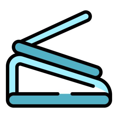 Gelir dizüstü bilgisayarı ikon ana hatları vektörü. Masa bilgisayarı. Çevrimiçi toplantı rengi düz