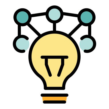 Ampul fikri takım ikonu ana hatları vektörü. Yoğun bir ofis. Çalışma zamanı renk düzlüğü