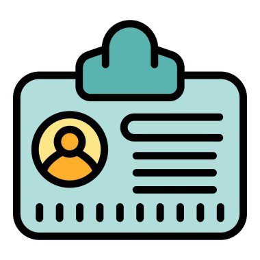 Görev kimliği simgesi ana hatları vektörü. Takım şirketi. Yoğun ofis rengi düz