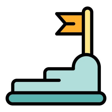 Hedef bayrak ana hatları vektörü. Mesai saati. İş takımının rengi düz