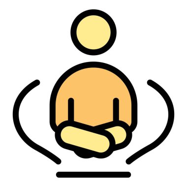 Simge dış hat vektörünü meditasyon et. Akıl sağlığı. Denge enerjisi rengi düz