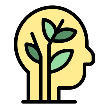 Zihin simgesi ana hat vektörü. Kadın sağlığı. Denge enerjisi rengi düz