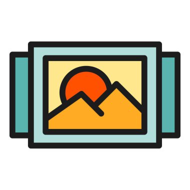 Dijital resim simgesi dış hat vektörü. Aracı düzenle. Veri ölçekli renk düz