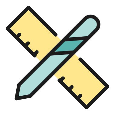 Kalem cetvel simgesi ana hat vektörü. Aracı düzenle. Arayüz veri rengi düz