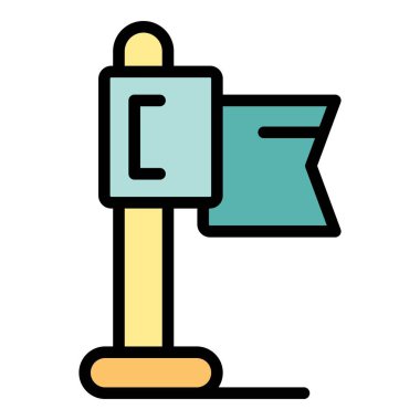 Bayrak eğitim seviyesi ikon ana hatları vektörü. Kişisel başarı. Beyin rengini düz öğren