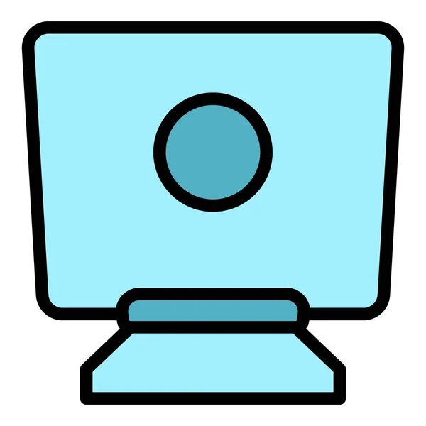 Vektor Obrysu Ikony Počítače Psací Stůl Barva Schůzky Pozicí Plochá — Stockový vektor