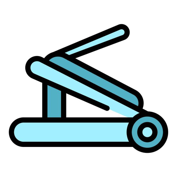 Portable laptop stand icon outline vector. Best work. Posture meeting color flat