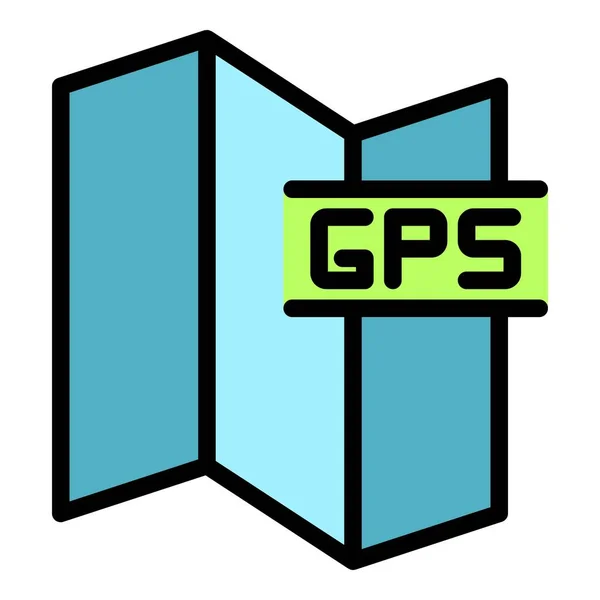 Gps Map Icon Outline Vektor Standort Route Richtungszeiger Farbe Flach — Stockvektor