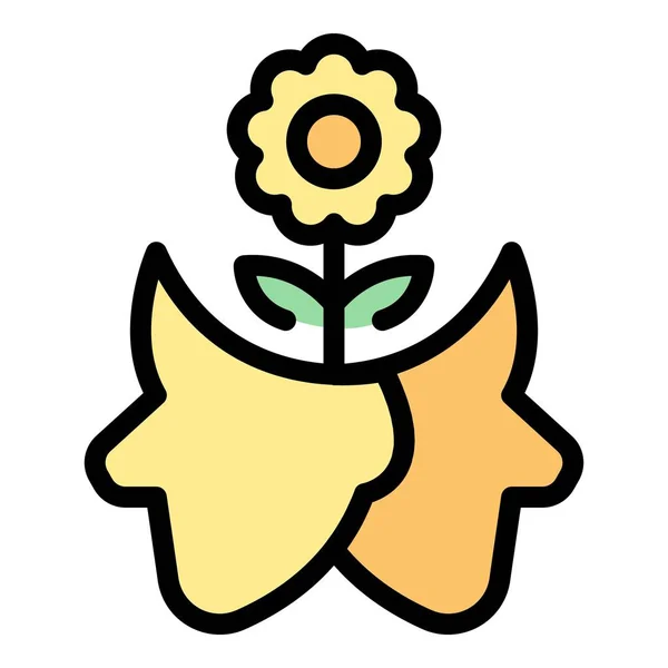 Λουλούδι Εικόνα Ειρήνης Περίγραμμα Διάνυσμα Υγεία Μυαλού Οφέλη Σώματος Χρώμα — Διανυσματικό Αρχείο