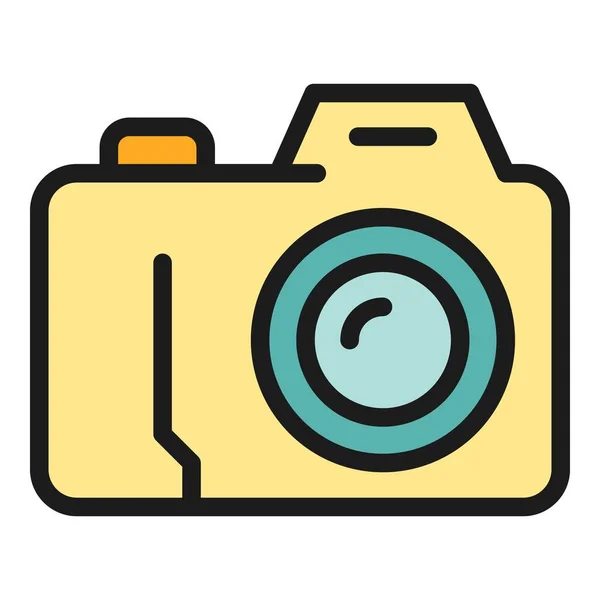 Foto Camera Editor Icoon Overzicht Vector Dataschaal Digitale Zoom Kleur — Stockvector