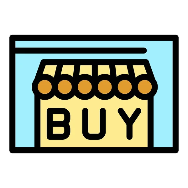 Online Shop Buy Icon Outline Vector Earn Bank Making Wallet — Stock Vector