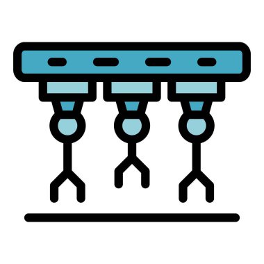 Robot el çizgisi ikonu ana hat vektörü. Dürüstlük görevi. Şirket odak rengi düz