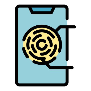 Akıllı telefon bütünlüğü ikon ana hatları vektörü. Ana görev. Açıklama kültürü rengi düz