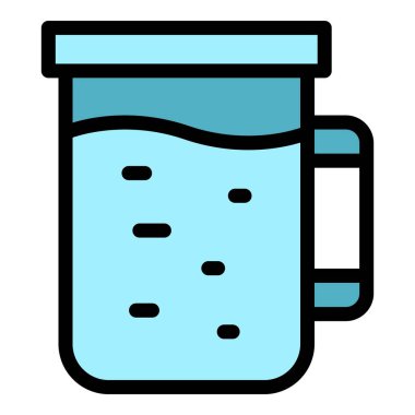 Diyet su bardağı ikonu ana hat vektörü. Vücut enerjisi. İnsan beslenme rengi düz