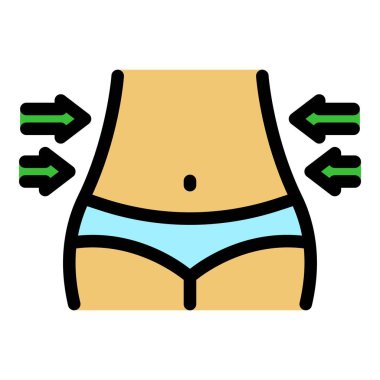 Metabolik uygun ikon ana hatları vektörü. Diyet enerjisi. Besin rengi düz