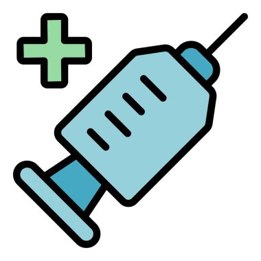 Medical syringe icon outline vector. Baby care. Mother health color flat clipart