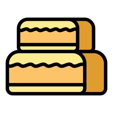 Doğum günü pastası ana hatları vektörü. Çikolatalı şeker. Kakao kremi rengi düz