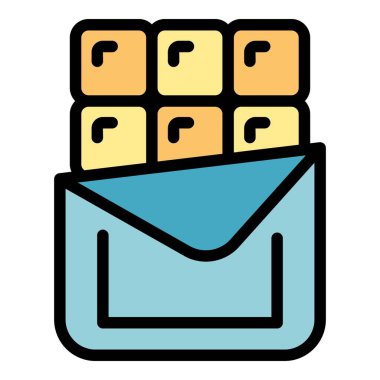 Yeni çikolata çubuğu taslak vektörü. Şeker tatlısı. Yumurta keki rengi düz