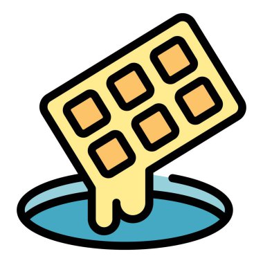 Çikolata çubuğu taslak vektörü. Şeker yiyecekler. Yumurta keki rengi düz