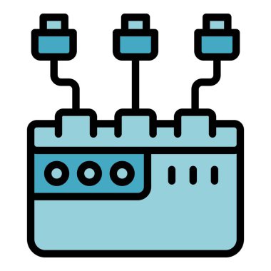 Büyük güç bankası simgesi ana hat vektörü. Kablo enerjisi. Çevrimiçi sabit disk rengi düz