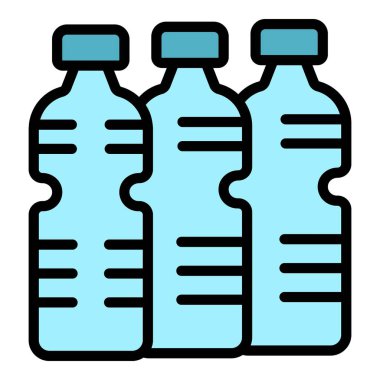 Plastik su şişesi ikonu ana hatları vektörü. Bir galon soğutucu. Servis dağıtım rengi düz