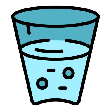 Su minerali cam ikonu ana hat vektörü. Şişe soğutucusu. Şirket ofis rengi düz