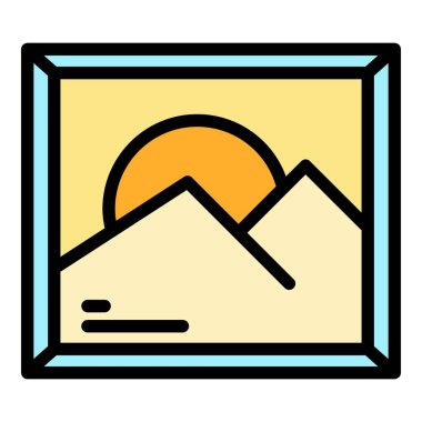 Duvar resimleri ana hatları vektörü. Sanat galerisi. Boyama kültürü rengi düz