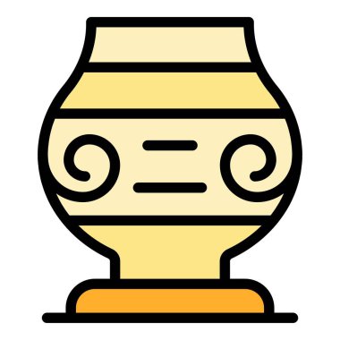 Müze vazosu ana hatları vektörü. Kültür sanat eserleri. İnsanlar galeri rengi düz