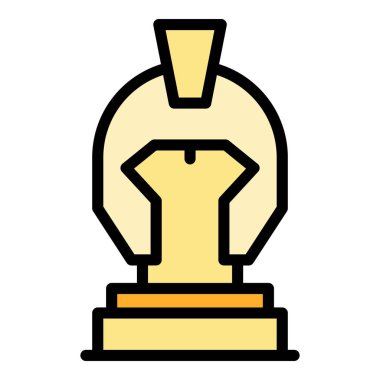 Tarih miğferi simgesi ana hat vektörü. Sanat galerisi. Kültür sanatı rengi düz