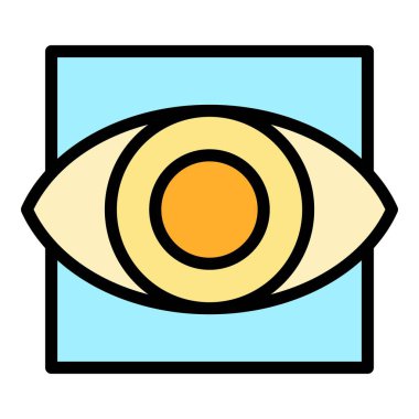 Çevrimiçi göz müzesi ikonu ana hatları vektörü. Kültür sanat eserleri. Galericiler düz renkte