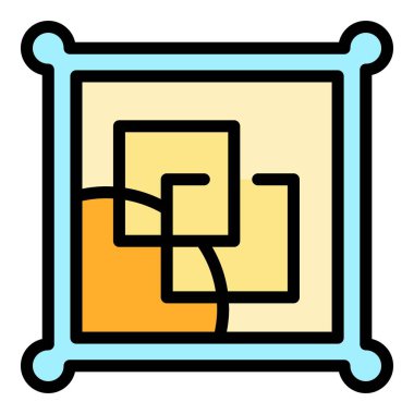 Resim çizimi ikonu ana hatları vektörü. Sanat galerisi. Sanatçı klasik renk düzlüğü