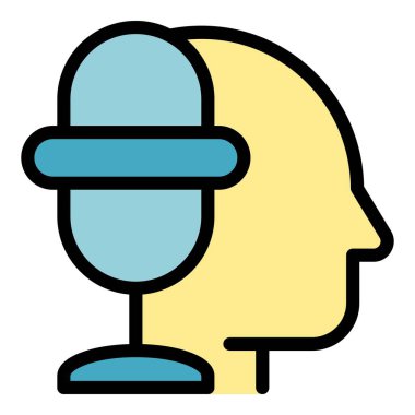 Retorik ikon ana hatları vektörü. Konuşma metni. Kamu seçim rengi düz