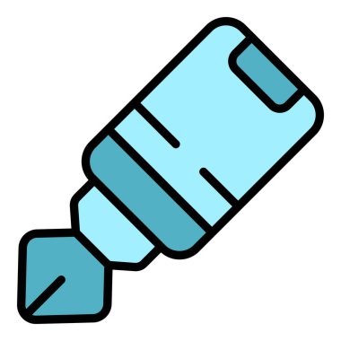 Sanatçı kalem simgesi ana hatları vektörü. Çocuk boyası. Fırça boyası rengi düz