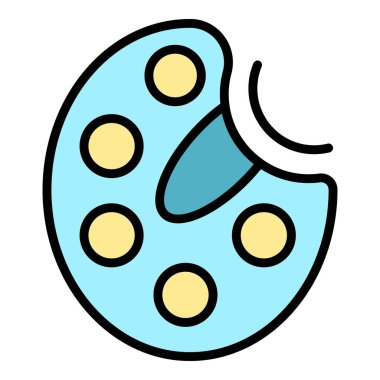 Sanat paleti simgesi ana hatları vektörü. Sanatçı sınıfı. Boyacı fırça rengi düz