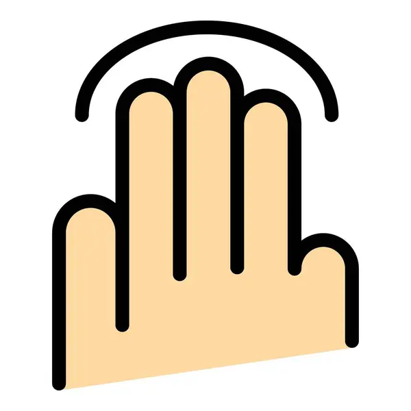 Handbewegung Des Umrissvektors Des Symbols Intelligente App Tastendruck Farbe Flach — Stockvektor