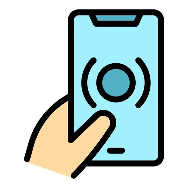 Umrissvektor Mit Touchscreen Symbol Bildschirmberührung Digitales Telefon Farbe Flach — Stockvektor