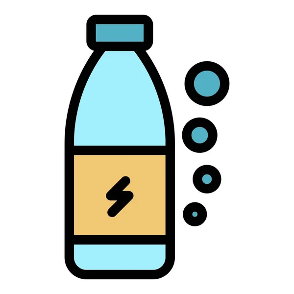 Acqua Bottiglia Energia Icona Contorno Vettore Sistema Chimico Colore Corpo — Vettoriale Stock