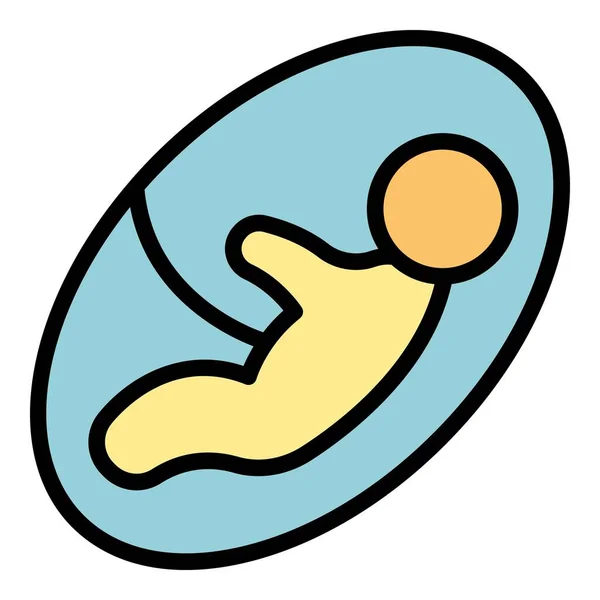 Kind Geburt Symbol Umrissvektor Säugling Milch Geborene Farbe Flach — Stockvektor