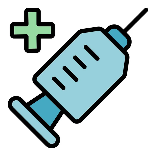 Medical Syringe Icon Outline Vector Baby Care Mother Health Color — Stock Vector