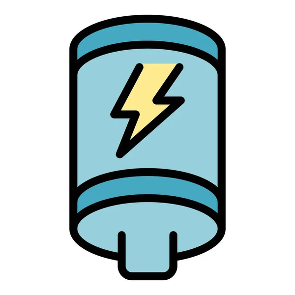 外部バッテリーアイコンアウトラインベクトル チャージパワー Usbケーブル色フラット — ストックベクタ