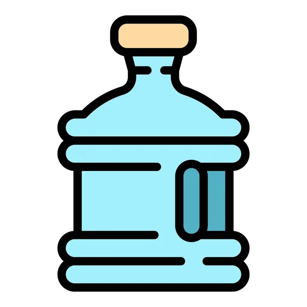 Wasserkühler Lieferung Symbol Umrissvektor Unternehmensbüro Mineralische Farbe Flach Trinken — Stockvektor