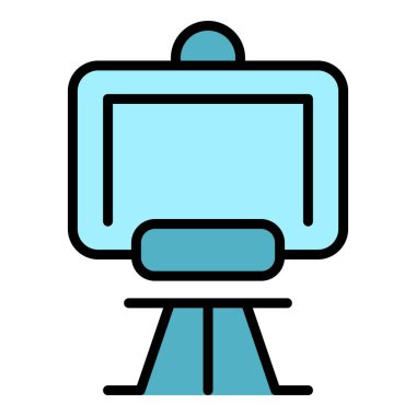 Ahşap sehpa simgesi dış hat vektörü. Yaratıcı sınıf. Sanatçı çocuk rengi düz