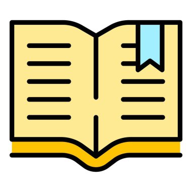 Okul kitabı ikonu ana hatlarını boyuyorum. Çocuk boyası. Boyacı fırça rengi düz