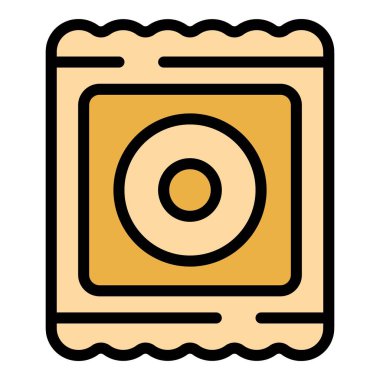 Prezervatif ikonu ana hatları vektörü. Cinsel cinsiyet. Tavsiye okulu rengi düz