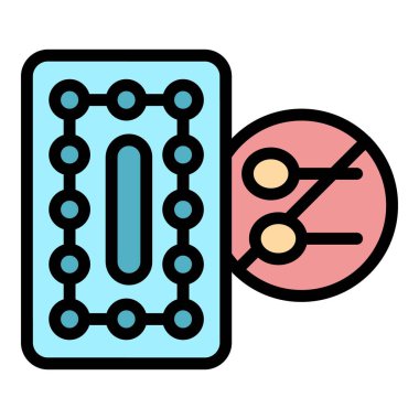 Seks hapları ikonu ana hatları vektörü. Seks eğitimi. Cinsiyet ergenlik rengi düz