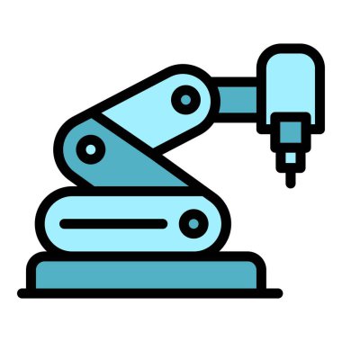 Robot el ikonu ana hat vektörü. Geleceğin androidi. Sevimli oyuncak rengi düz