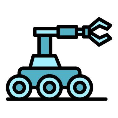 Uzay robotu ikonu ana hatları vektörü. Geleceğin robotu. Robot rengini destekle