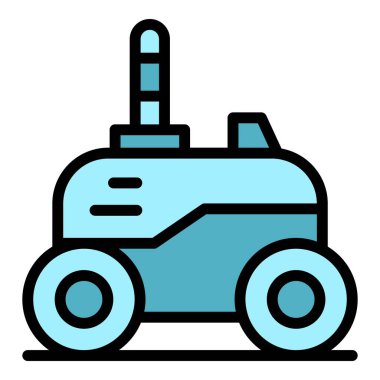 Kablosuz robot araba ikonu ana hatları vektörü. Güzel oyuncak. Ai android rengi düz